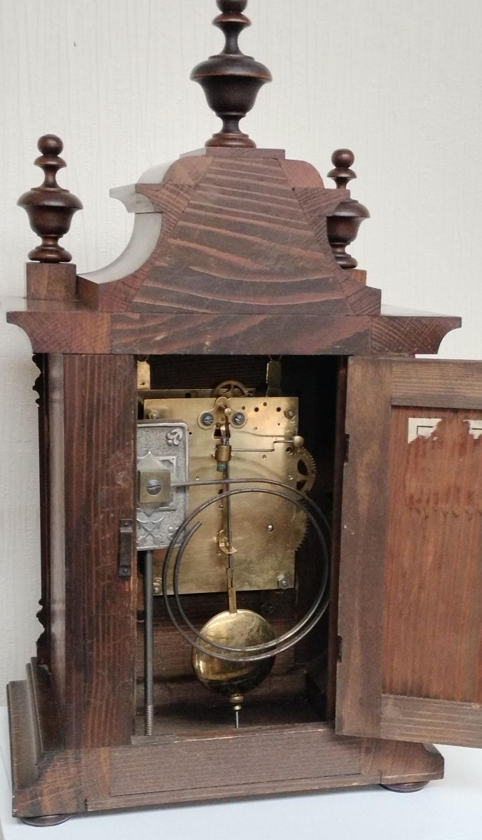 Junghans Mahogany Mantle Clock with 3 finials
