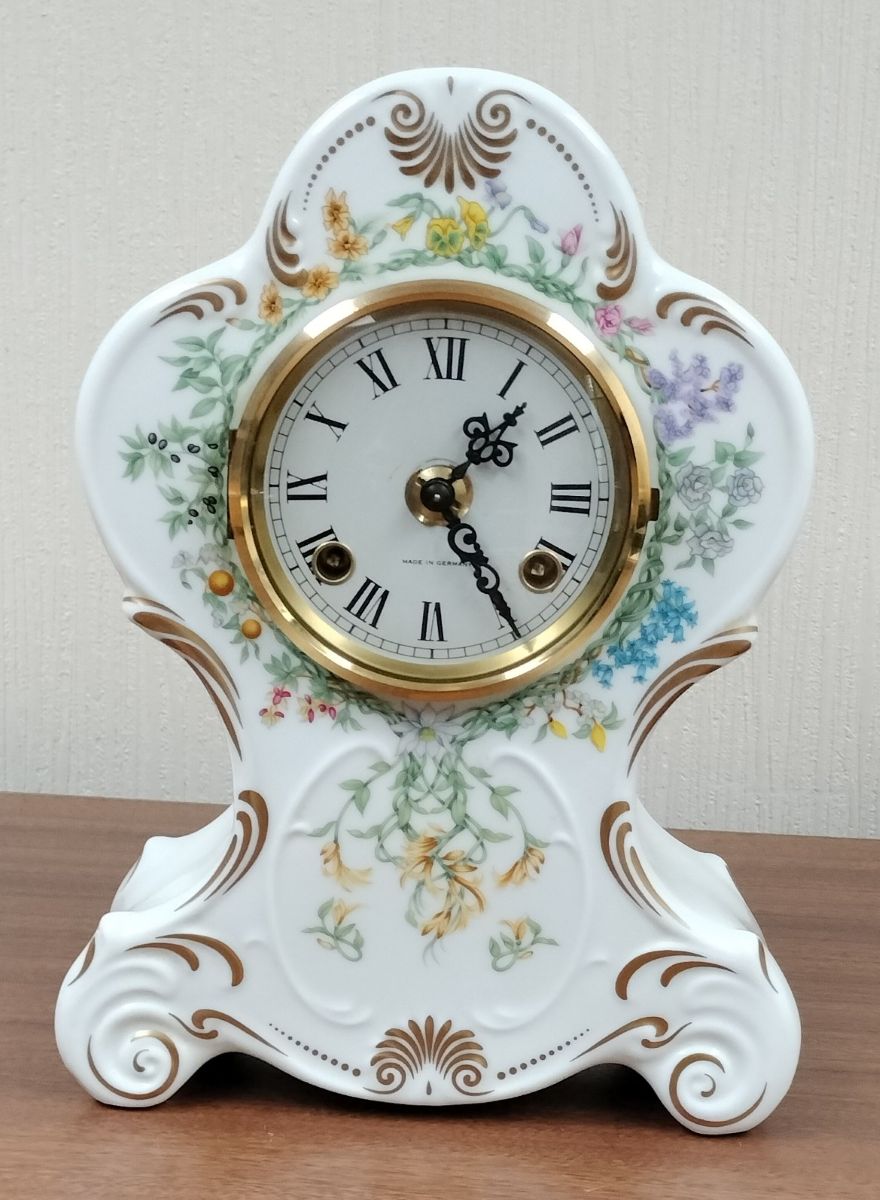 Porcelain Mantle Clock with Bell Strike